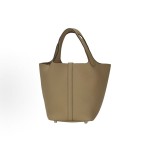 HERMES Picotin Lock 18 Silver buckle vegetable basket bucket Bag Handbag 18 Women\'s beige